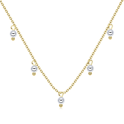 Pretty 5 Pearls of Ocean Gold Plate Silver Necklace SPE-3290-GP